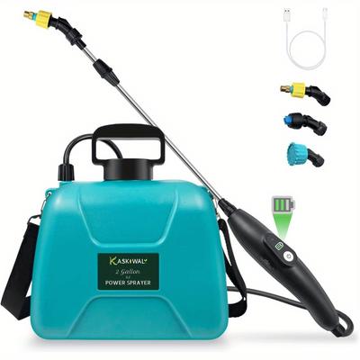 TEMU 1pc 8l Backpack Sprayer With 3 Nozzles, Telescopic Pole & Adjustable Shoulder Strap - Wide Opening, Durable Plastic, No Battery/electricity Needed For Garden, Lawn, Farm Use Image