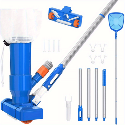 TEMU Pool Vacuum Cleaner, Portable Swimming Pool Pond Spa Jet Vacuum Cleaning With Pole Section Bag Fish Net For Swimming Pool Pond Fountain Cleaning, Leaves, Dirt And Sand Image