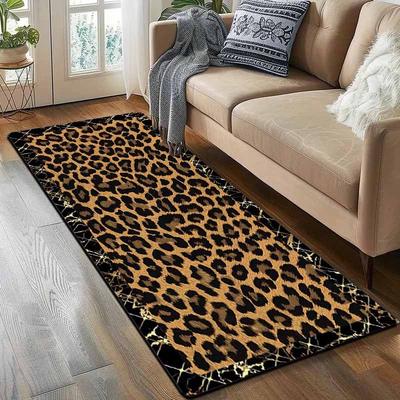 TEMU 1pc Thick 1.1cm Floor Mat, Luxury Leopard Pattern Printed Floor Mat Thickened Non-slip Wear-resistant Suitable For Kitchen, Living Room Porch Balcony And Home Decoration Image
