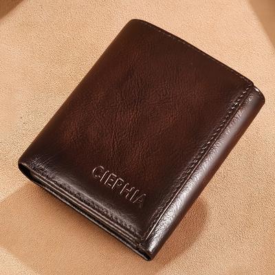 TEMU -grain Cowhide Wallet With 3 Id Windows Display, Rfid Blocking Protection Vintage Wallets For Man Multi Functional Credit Card Holder Money Clips Gift For Him Image