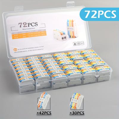 TEMU 30/72pcs Mini Quick Wire Connector, Compact Wiring Splicing Conector, Electrical Push In Lighting Terminal Block Connector, Universal, Portable Image