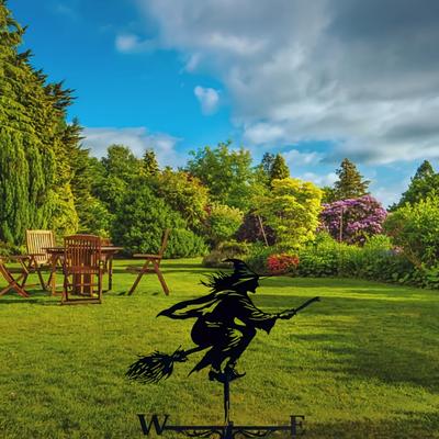 TEMU Vintage On Broomstick Vane With Roof Mount - Ideal For Garden, Farm, Or Yard Decor, Iron Material, No Electricity Needed, Garden Decor|whimsical Decor| Outdoor Decor, Decor, For Halloween Image