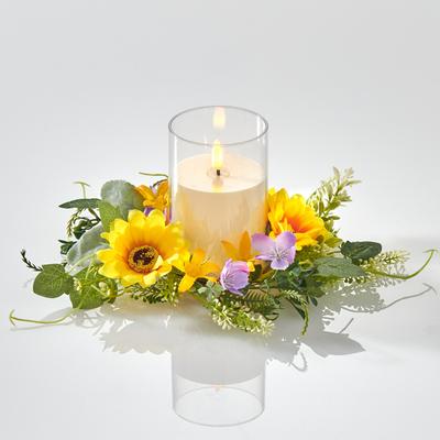 LED-Kerze mit Sonnenblumen-Kranz Eldo Image