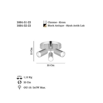 Lucea Deckenstrahler Oktano, chromfarben, Ø 35 cm, 3-flg., Metall Image