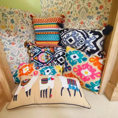 Böhmische Kissenbezüge, indischer Ethno-Stil, handgefertigter Kissenbezug, Wohnzimmer, Sofa, Image