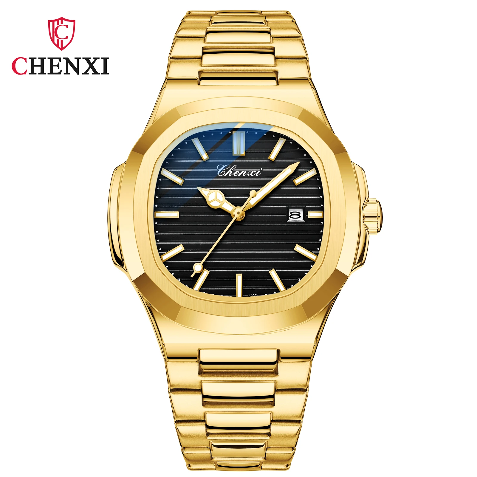 Uhren Für Männer Luxus CHENXI Marke Wasserdicht Kalender Leuchtende Uhr Mann Gold Edelstahl Quarz Armbanduhr Männliche Uhr Image