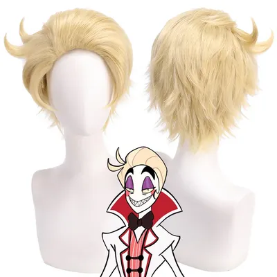 Anime HAZBIN Lucifer Morningstar Cosplay Perücke Männer goldene Kurzhaarkostüme Image