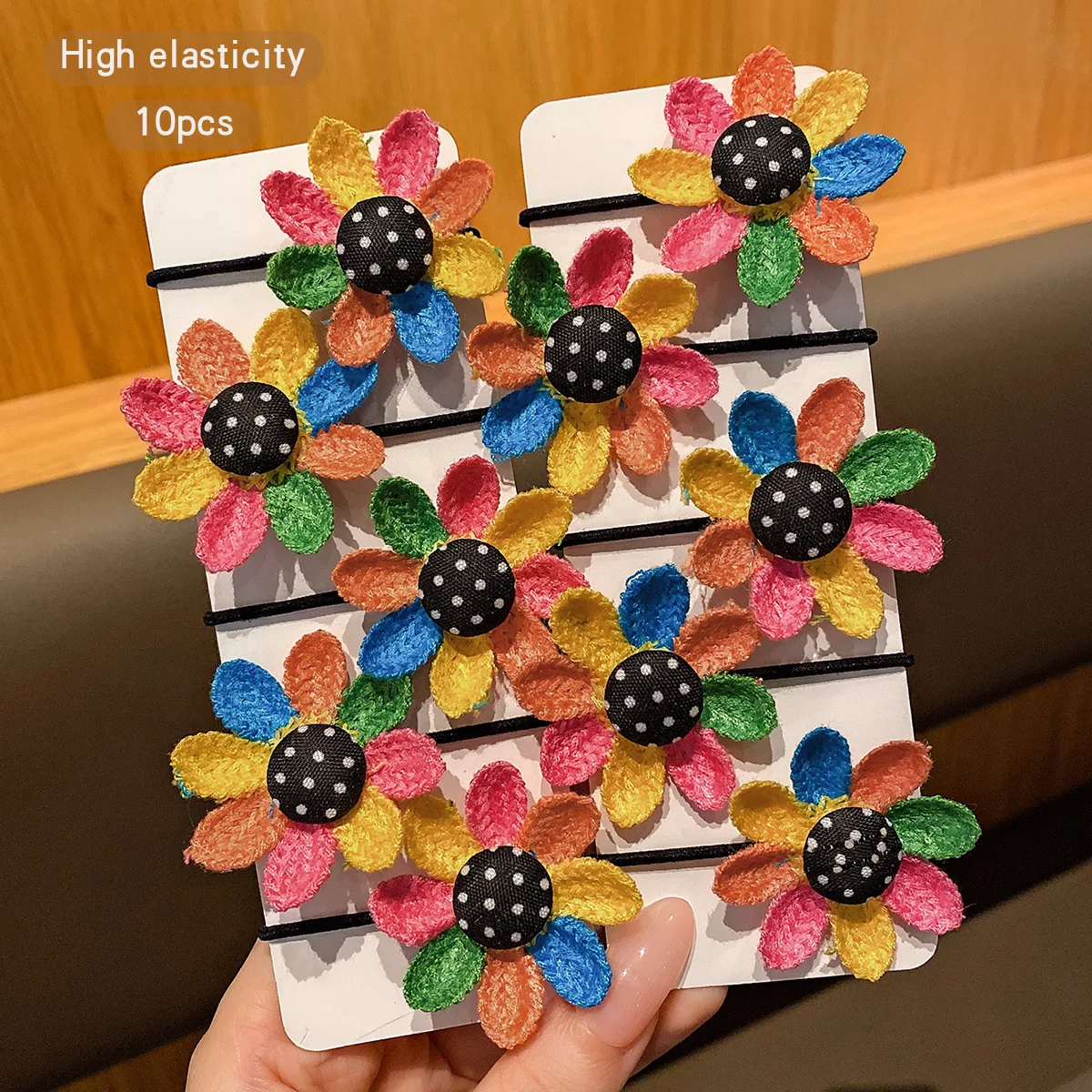 10 bunte Sonnenblumen leder bänder, süße und süße Haarschmuck für den täglichen Gebrauch Image