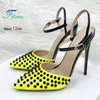 Größe 33-46 Mode Niet Stiletto Schuhe Für Frauen Schwarz Schnalle Spitz Sandalen 8CM 10CM 12CM