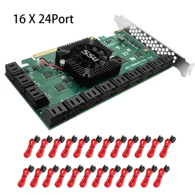 PCIE SATA Karte 24 Port mit Kabel, 6 Gbps SATA 3,0 Controller PCI Express Ausdruck Karte Image