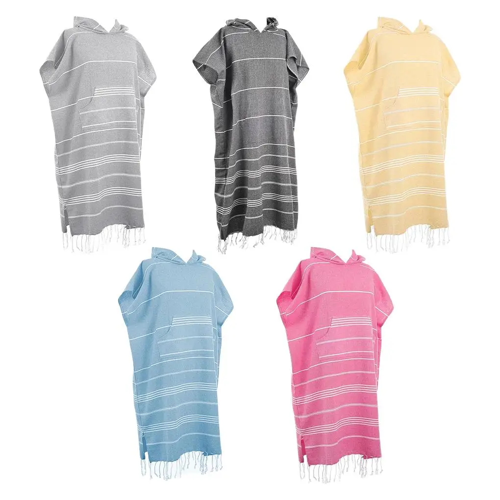Türkisches Baumwoll surf poncho weiches schnell trocknendes Handtuch für Strand und Bad türkisches Baumwoll umhang handtuch hellgelb Image