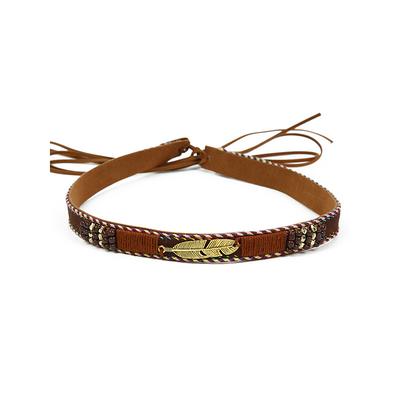 Western style hat decoration band - cow head, leather and feather decoration for cowboy and cowgirl style, perfect for festivals, rodeos and outdoor events