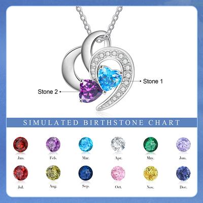 Personalized Birthstone Heart Necklace Gift for Her, Meaningful Jewelry for Mom Wife Girlfriend, Mother's Day Christmas Birthday Anniversary Present
