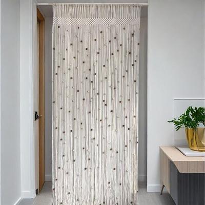 Boho Macrame Beaded Curtain Handmade Door String Curtain for Doorway Window Cotton Tassels Beads Hanging Hippie Room Divider Hallway Closet Bedroom Living Room Decor