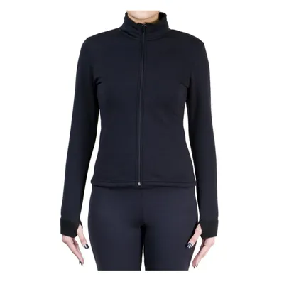 Figure Skating Fleece Jacket Women's Ice Skating Sweatshirt Top Black Spandex Stretchy Performance