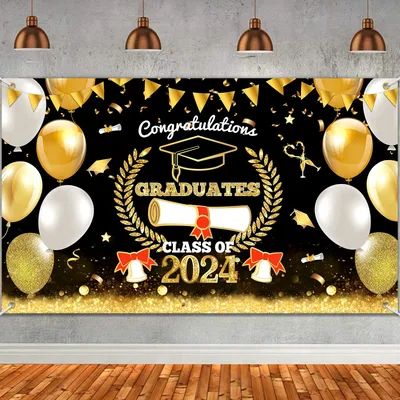 2024 Graduation Banner Graduation Ceremony Party Backdrop Flag Decoration 180-110cm Horizontal