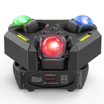Fieryzeal 120W Moving Head Stage Light 19/29CH 3 Header DJ Light 9x10W RGBW 4IN1 LED Party Effect