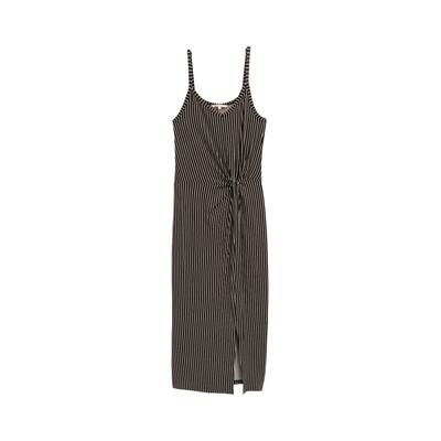 TOM TAILOR DENIM Damen Midi-Trägerkleid mit Twist-Detail, schwarz, Gestreift, Gr. XL Image
