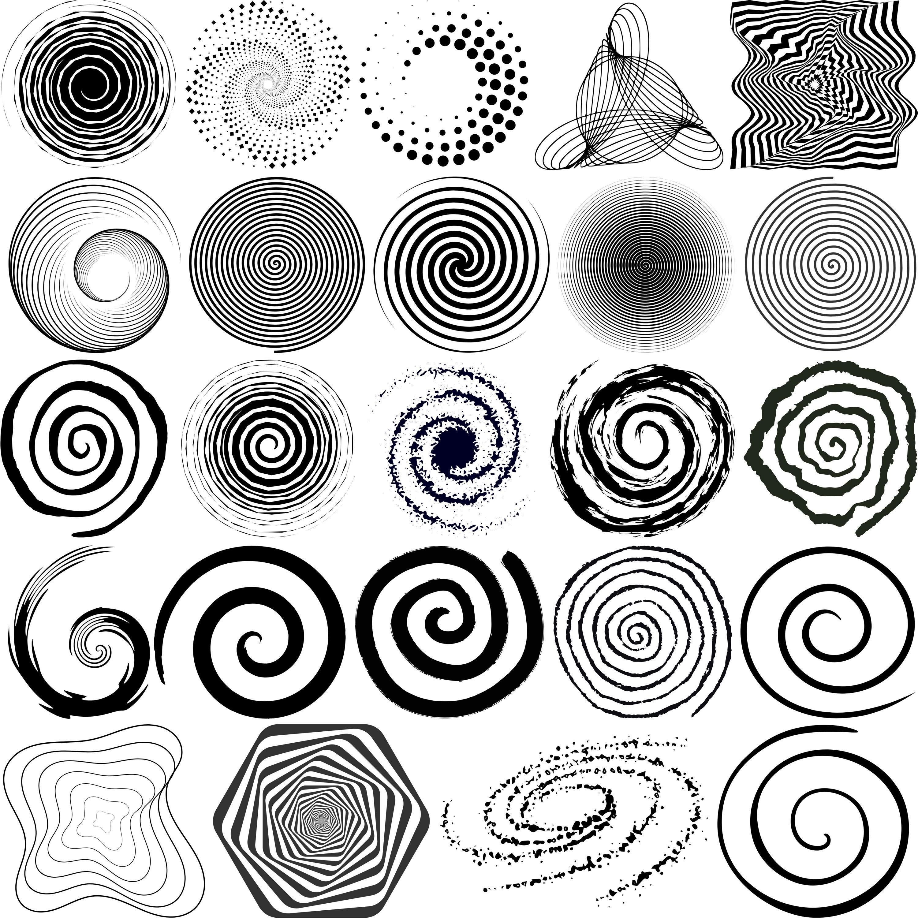 Pacchetto SVG a spirale, clipart a spirale, spirale ipnotica svg, vortice Svg, file di taglio a spirale per Cricut, vettore a spirale, vortice astratt