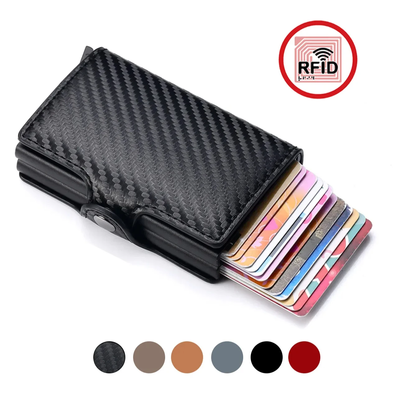 Porta carte di credito da uomo Rfid Portafogli di lusso in fibra di carbonio Mini portafoglio sottile 14 Porta carte di credito Porta soldi piccolo Portafogli maschili