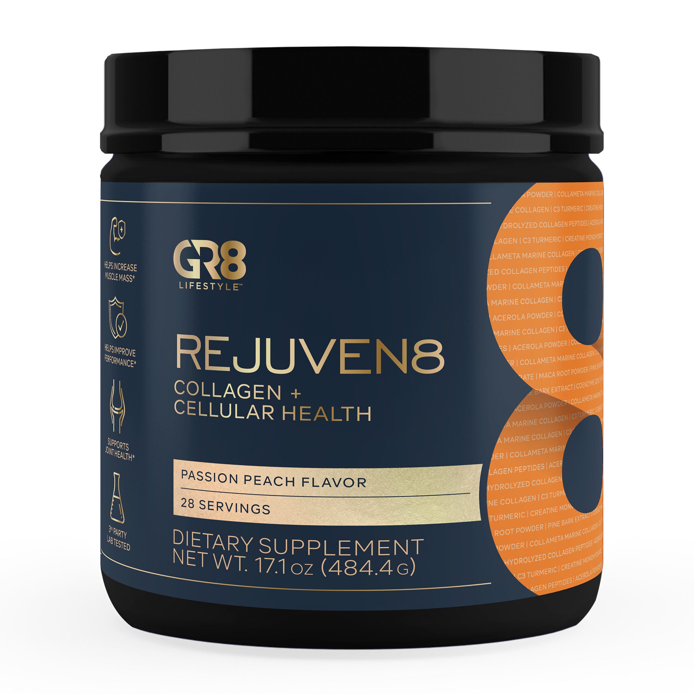 Rejuven8 Collagen + Cellular Health Vitamin C - Passion Peach (28 Servings)