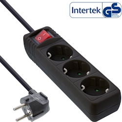 InLine® Steckdosenleiste, 3-fach Schutzkontakt, mit Schalter, schwarz, 1,5m Image