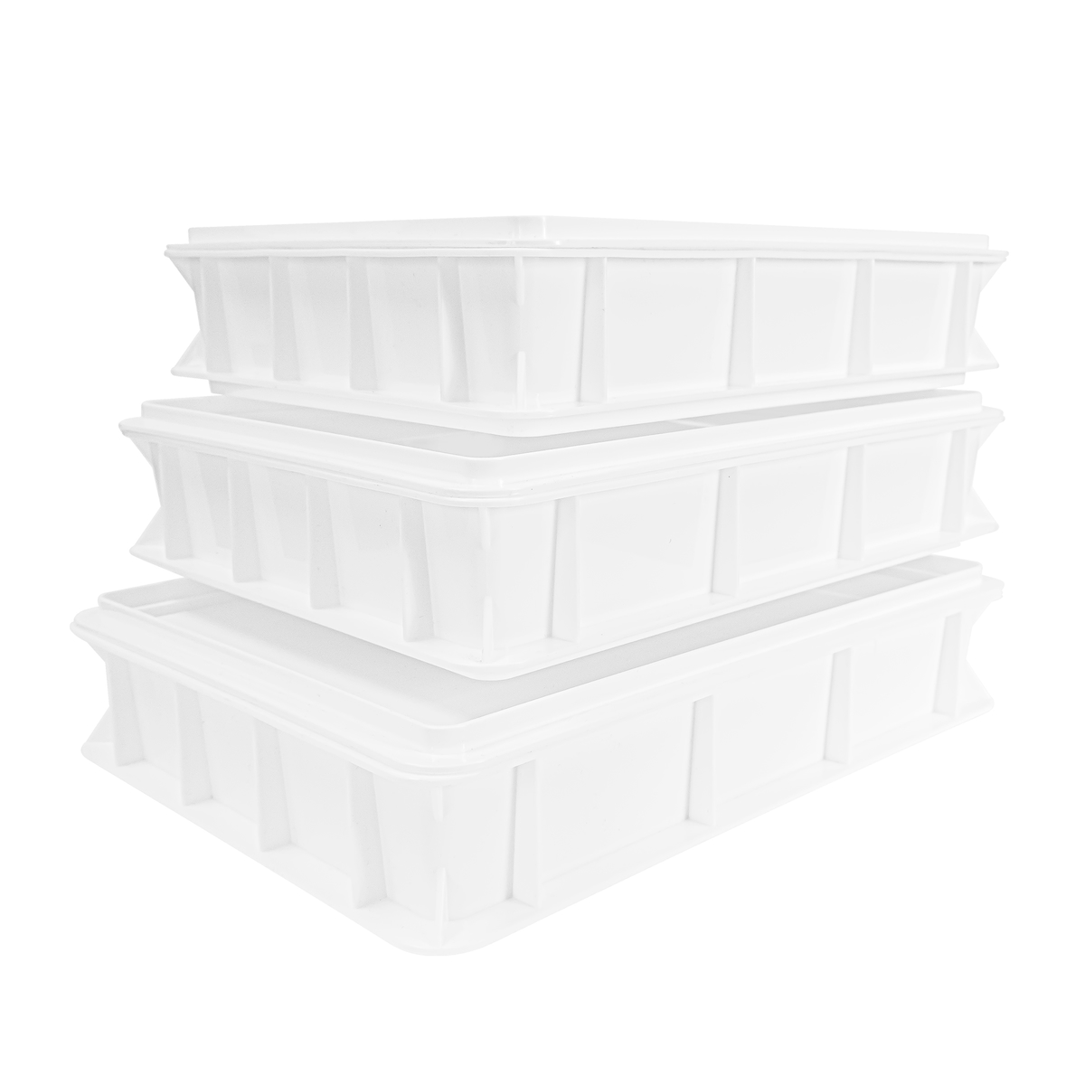 Pizza Lover Pizzaballenbox mit Deckel 3x weiß 30x40x7,5 cm Gärbox Teigballen Brotteig Hefeteig & Sauerteig Box ideal für Kühlschrank - Pizza Zubehör Image