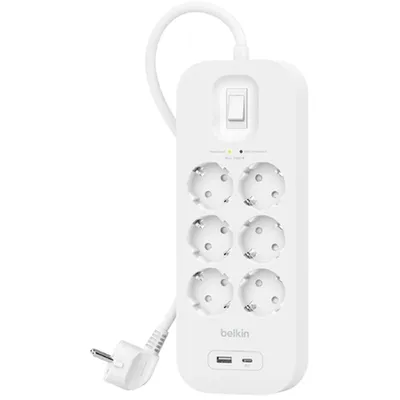 Belkin Surge Plus Steckdosenleiste 6-Fach, 18W 2m Kabel Image