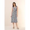 Midikleid CECIL, Damen, Gr. XS (36), US-Größen, weiß (vanilleweiß), Stoff, 100% Viskose, unifarben, casual, comfort fit wadenlang, V-Ausschnitt, ohne Ärmel Bündchen, Kleider, mit Volant