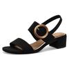 Sandalette MARCO TOZZI, Damen, Gr. 39, schwarz, Textil, elegant, Schuhe, Blockabsatz, Riemchensandale, Festtagsschuh mit großer Zierschnalle