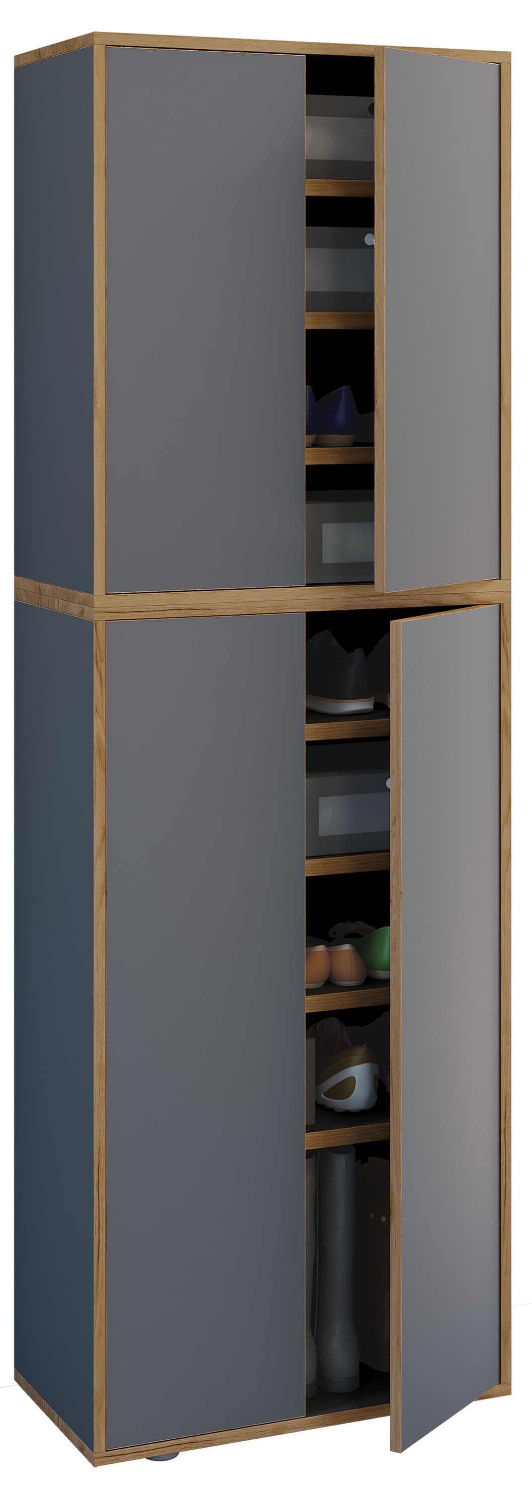 Schuhschrank VCM "XL Holz Großer Schuhschrank Schuhkommode Salia B60", grau (anthrazit), Schränke, Schuhschrank