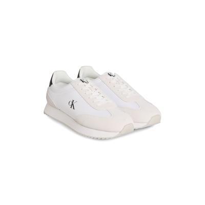 Sneaker CALVIN KLEIN JEANS "RETRO RUNNER LACE UP NY-SU", Herren, Gr. 43, schwarz-weiß (weiß, natur, schwarz), Leder, kontrastfarbene Details, sportlich, Schuhe, Freizeitschuh, Halbschuh, Schnürschuh mit seitlichem CK-Logo Image