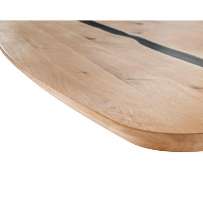 Massivholz »Tabula Rasa« Epoxid-Tischplatte oval Schweizer Kante 260x100 cm / Epoxid-Harz Transparent Image