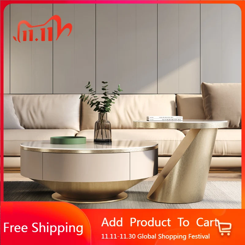 Runder nordischer Couchtisch, ästhetisch, günstig, stehend, einzigartiger Wohnzimmer-Couchtisch, einfache, klare Meubles, Eingangshalle-Möbel