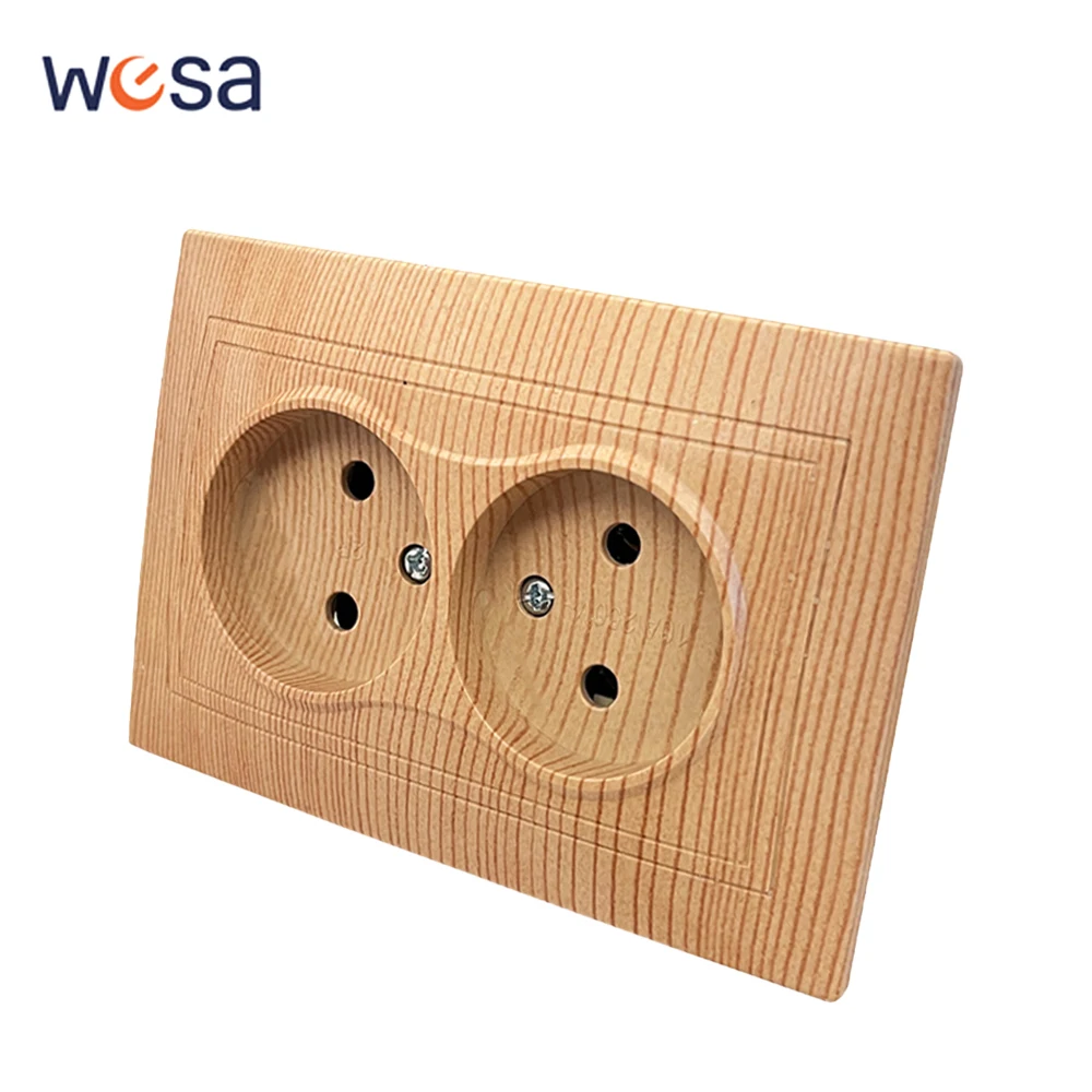 Elektrische Steckdosen aus Holz, AC, EU-Standard, Farbe, Kunststoff, nicht geschliffen, flammhemmende Stecker, Steckdosen, 250 V, Wand eingebettet Image