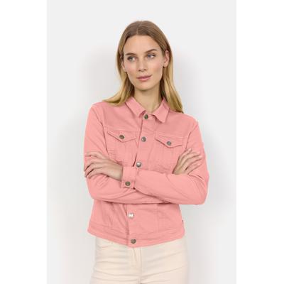 Jeansblazer SOYACONCEPT "SC-ERNA 2", Damen, Gr. XXL, peach pink, Denim/Jeans, Obermaterial: 97% Baumwolle, 3% Elasthan, unifarben, casual, regular fit kurz, Langarm, Blazer, Jeansjacke in taillierter Form und schönen Farben Image