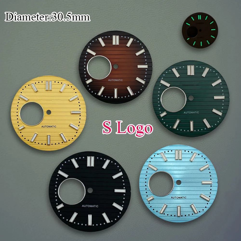30,5 mm S-Logo NH38 Nautilus-Zifferblatt, ausgehöhltes Papagei-Schnecken-Zifferblatt, grün leuchtende Uhr, Modifikationszubehör, Legierungsmaterial Image