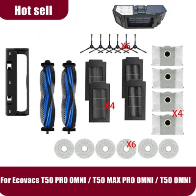 ECOVACS DEBOT T50 PRO OMNI Ersatzteile Zubehör Hauptseitenbürste Hepa-Filter Mopptuch Staubbeutel Image