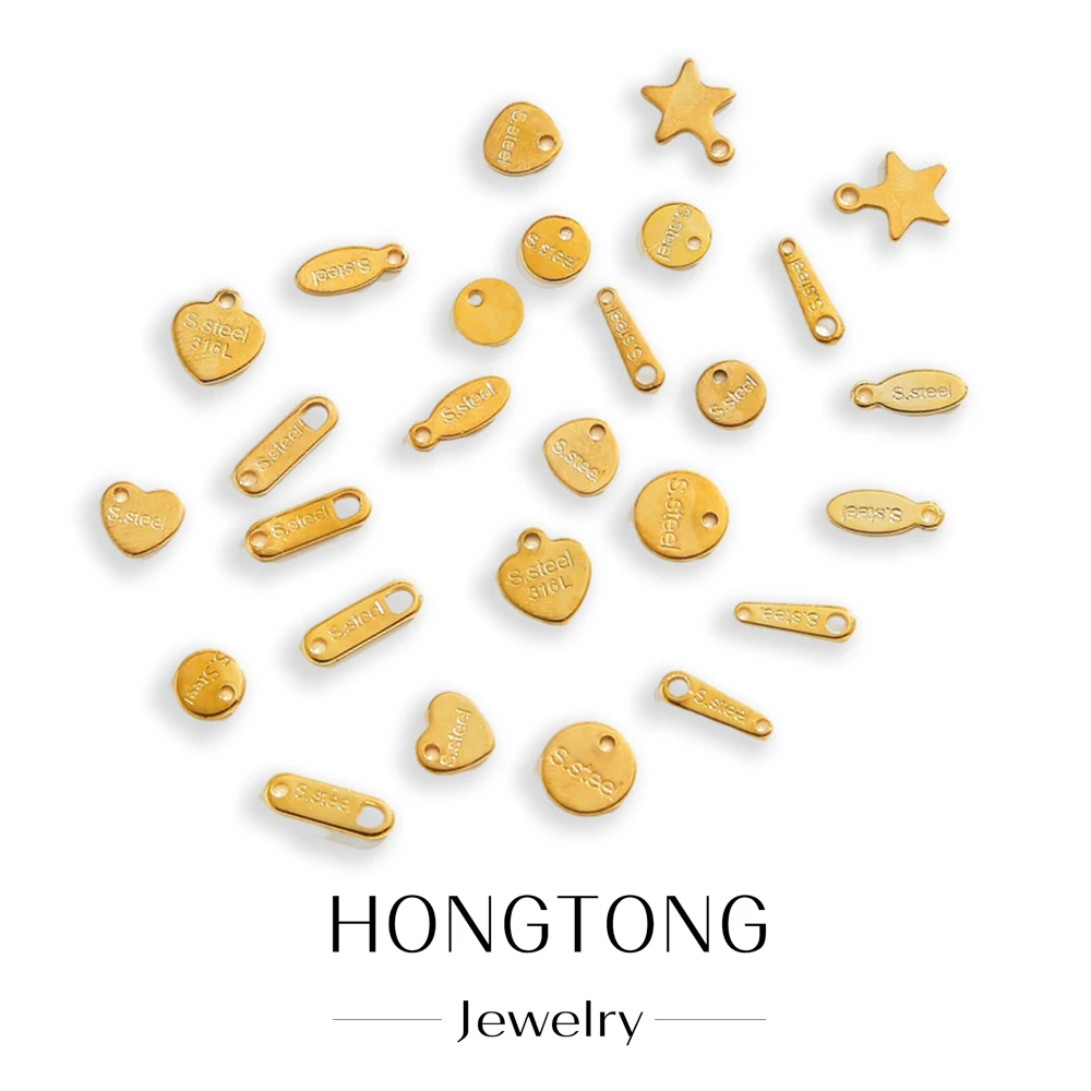 50 Stück Edelstahl 18 Karat Gold PVDPlated Small End Tail Charm AnhängerHalskette Armband Extender Chain TagDlYjewelry Making Image
