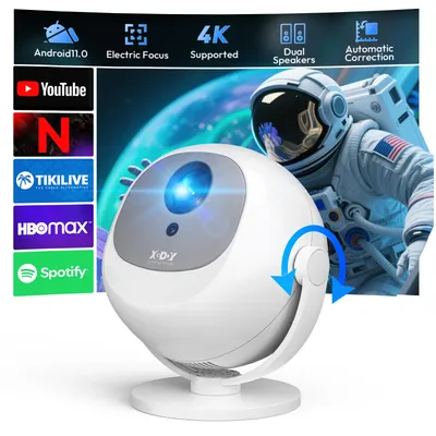 XGODY 360° ° Rotation Smart Android 4K 300 Ansi Projektor 5G WiFi Bluetooth Büro Heimkino Image