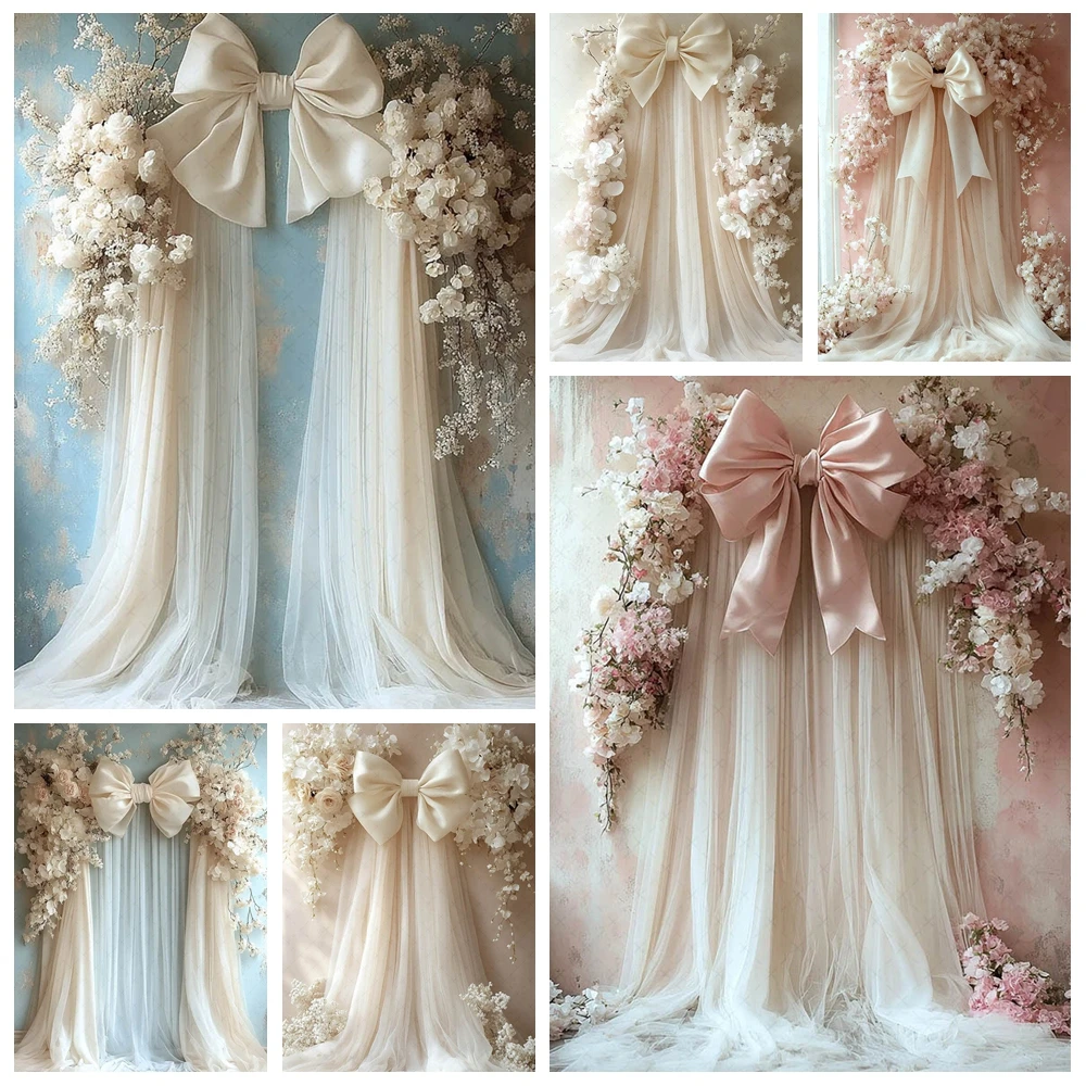 Bögen Floral Vorhang Fotografie Hintergrund Mädchen Geburtstag Party Hochzeit Mutterschaft Porträt Dekor Hintergrund Foto Studio Liefert Image