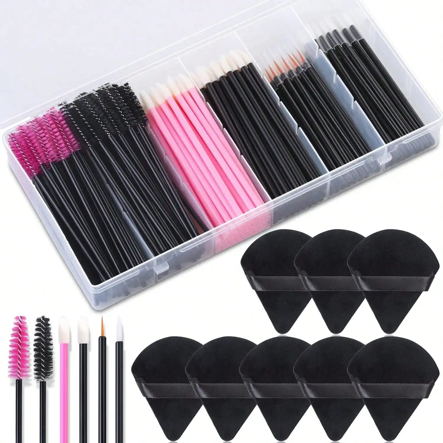 309-teiliges professionelles Einweg-Make-up-Set – dreieckige Puffs, Mascara-Zauberstäbe, Kosmetik-Applikatoren – hygienisches Beauty-Tool-Set