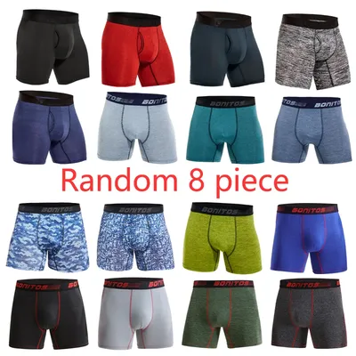 8 Stück zufällige Herrenhöschen, sexy Boxer-Unterwäsche für Herren, Boxershorts, Polyester, quadratische Herren-Unterhose, männliche Boxershorts Image