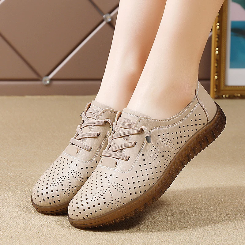 Neue Frühjahr und Sommer Hohl Flache Mutter Schuhe Frauen Casual Schuhe Einfache Weiße Schuhe Tragen-beständig Frauen Schuhe Turnschuhe
