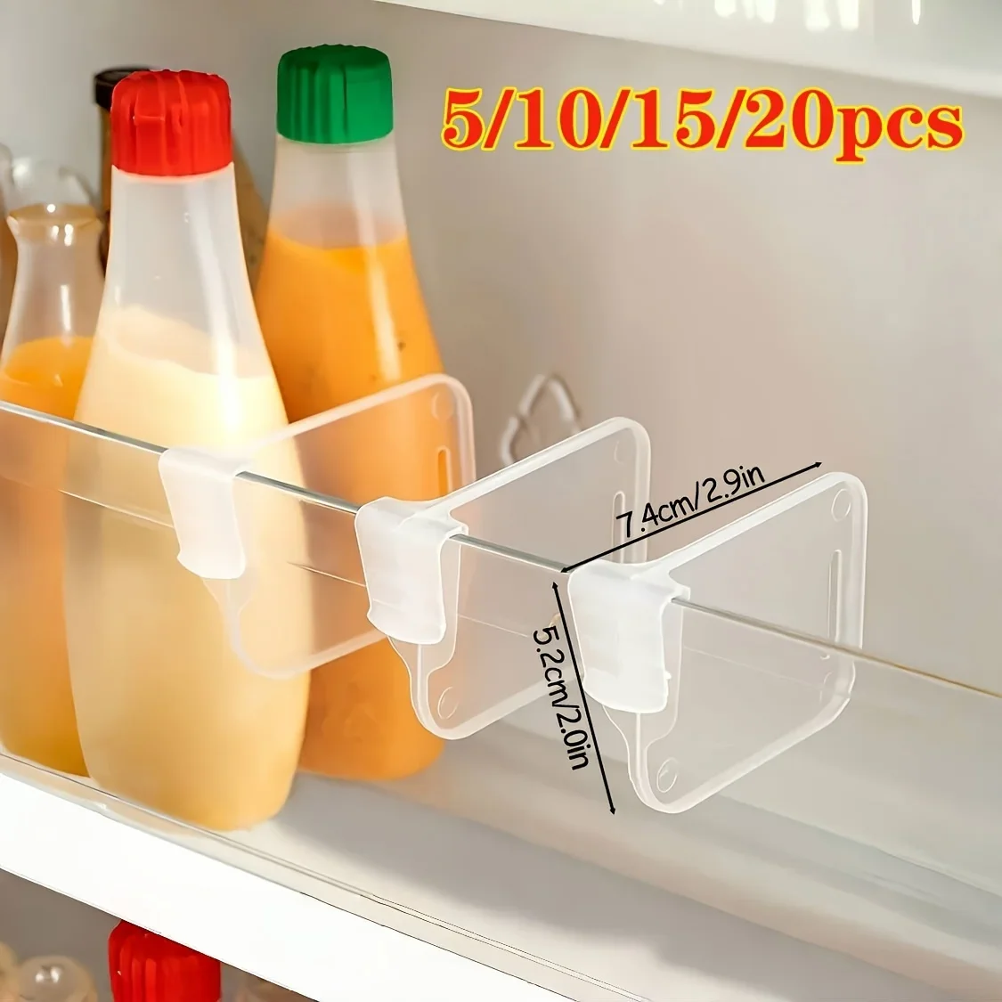 5 10 15 20 Stück robuste, durchsichtige Kühlschrank-Organizer-Trennwände, verstellbare Kühlschrank-Aufbewahrung, Küchenschränke, platzsparende Fächer