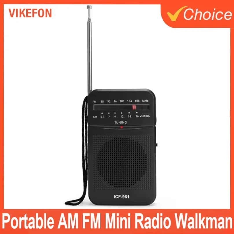 ICF-961 Mini-Radio, FM-AM, FM, batteriebetrieben, tragbares Radio, bester Empfang, langlebig, für Laufen, Gehen, Zuhause, Soundbox