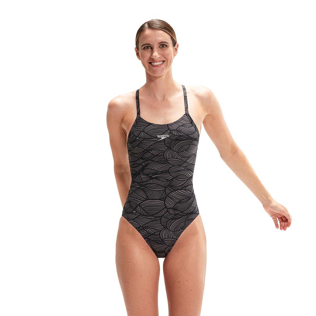 Speedo - Badeanzug Gekreuzte Rückenträger für Damen (Schwarz) Image