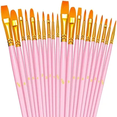 20pcs Paint Brushes Set Round Pointed Tip Paintbrushes Nylon Hair Artist Paint Brushes for Acrylic