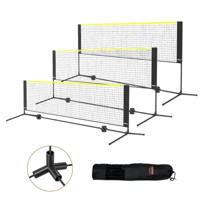 Badminton Volleyball Pickleball Tennis Net Set Adjustable Portable Foldable with Poles Carry Bag for