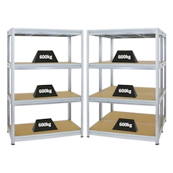 PROREGAL Mega Deal | 3x Schwerlastregal Dino | HxBxT 180x120x60 cm | Fachlast 600kg | Verzinkt | Stecksystem Lagerregal Regalsystem 3 Stk. Image
